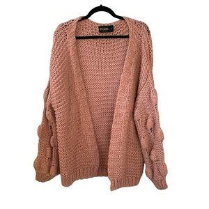 AGGEL Knitwear Oversized Chunky Knit Open Cardigan Sweater Peach S